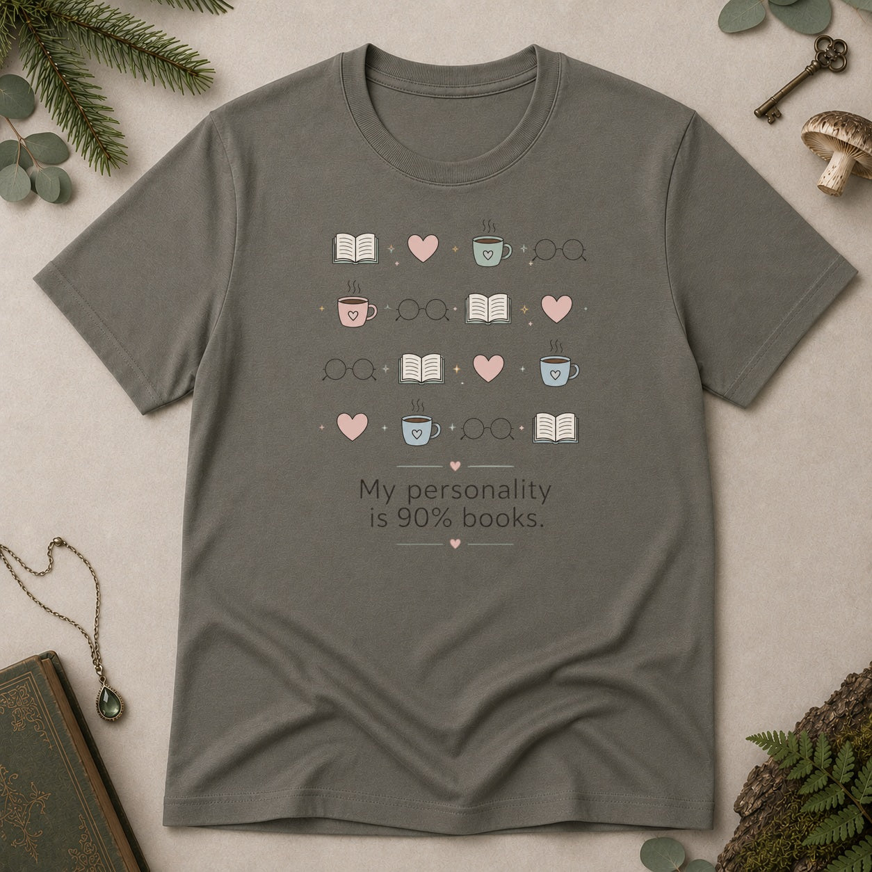 90% Books T-Shirt - Charcoal