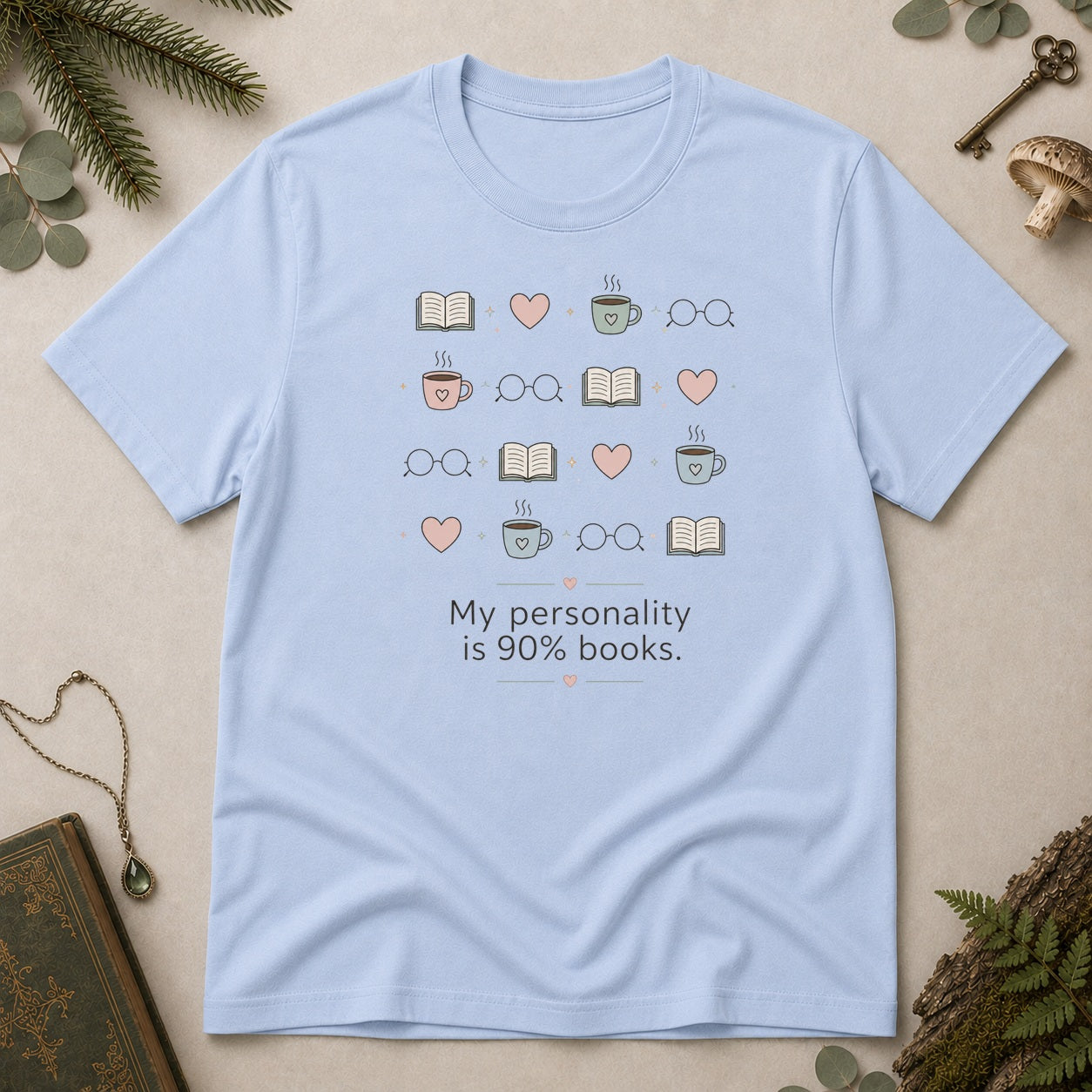 90% Books T-Shirt - Light Blue