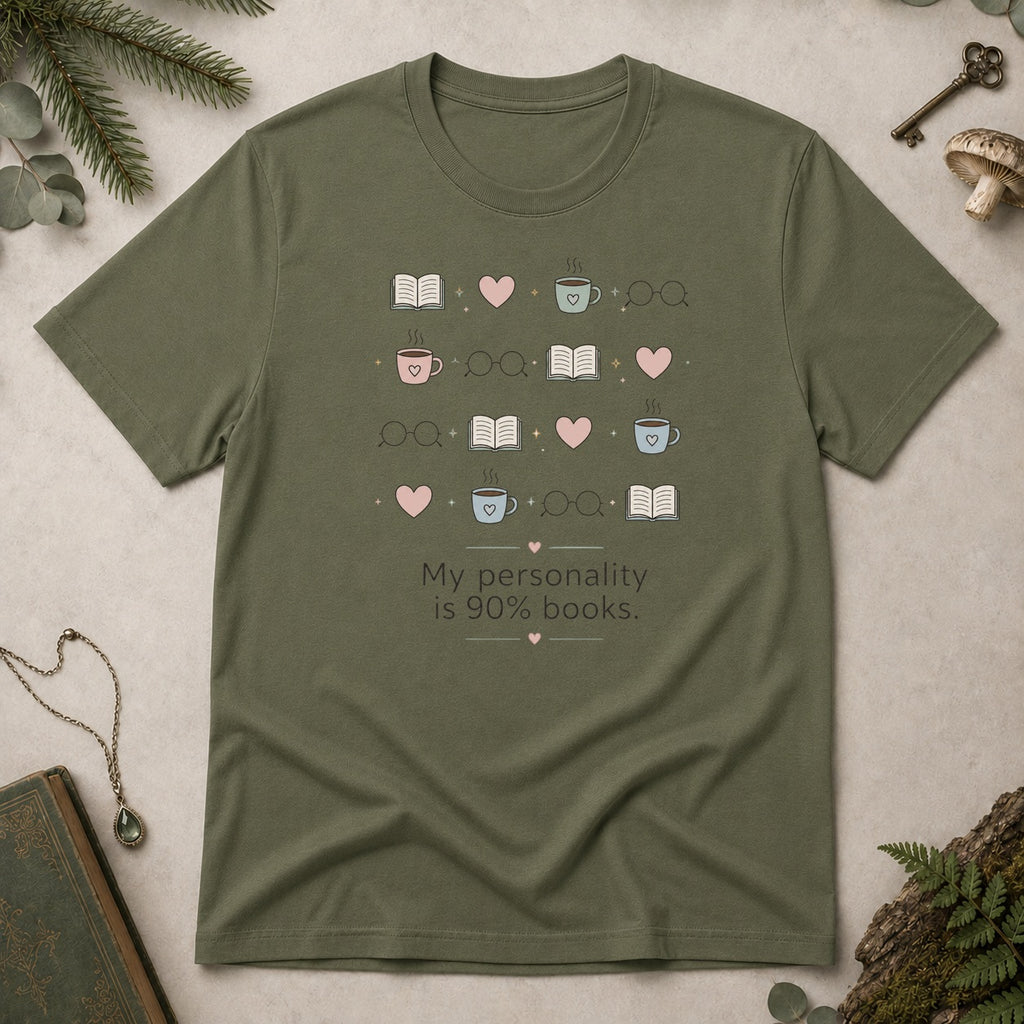 90% Books T-Shirt - Military Green