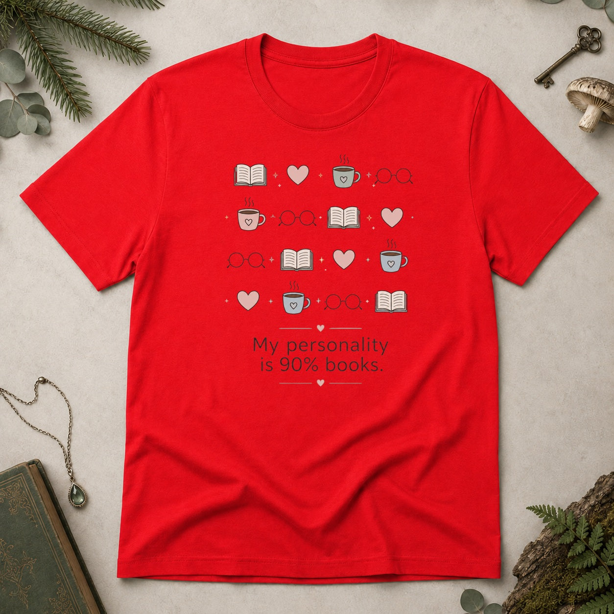 90% Books T-Shirt - Red