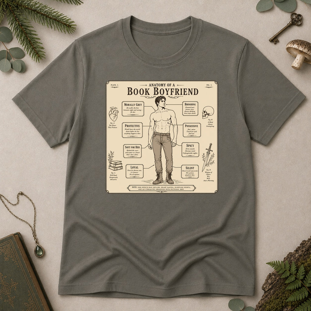 Anatomy of a Book Boyfriend T-Shirt - Charcoal