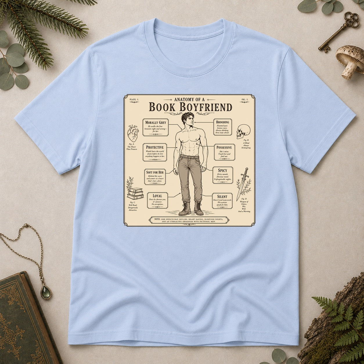 Anatomy of a Book Boyfriend T-Shirt - Light Blue