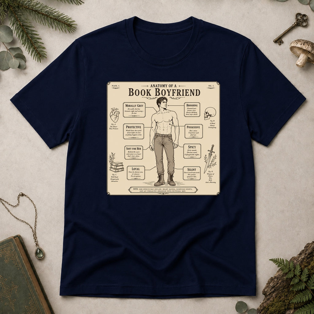 Anatomy of a Book Boyfriend T-Shirt - Navy