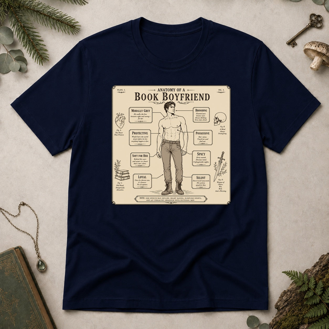 Anatomy of a Book Boyfriend T-Shirt - Navy