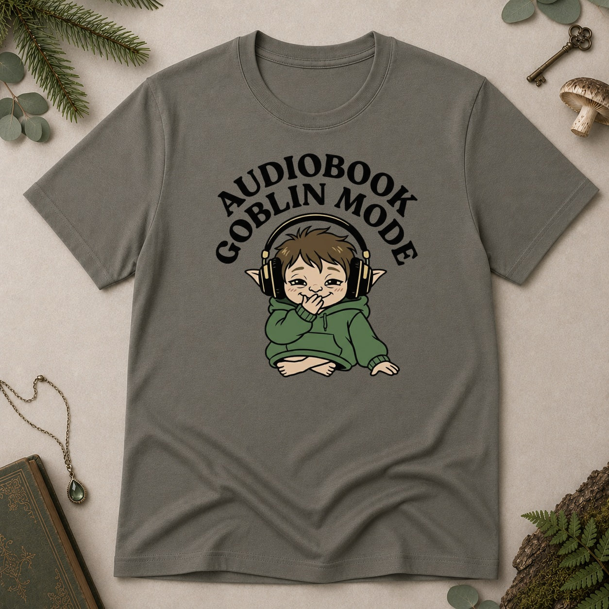Audiobook Goblin Mode T-Shirt - Charcoal