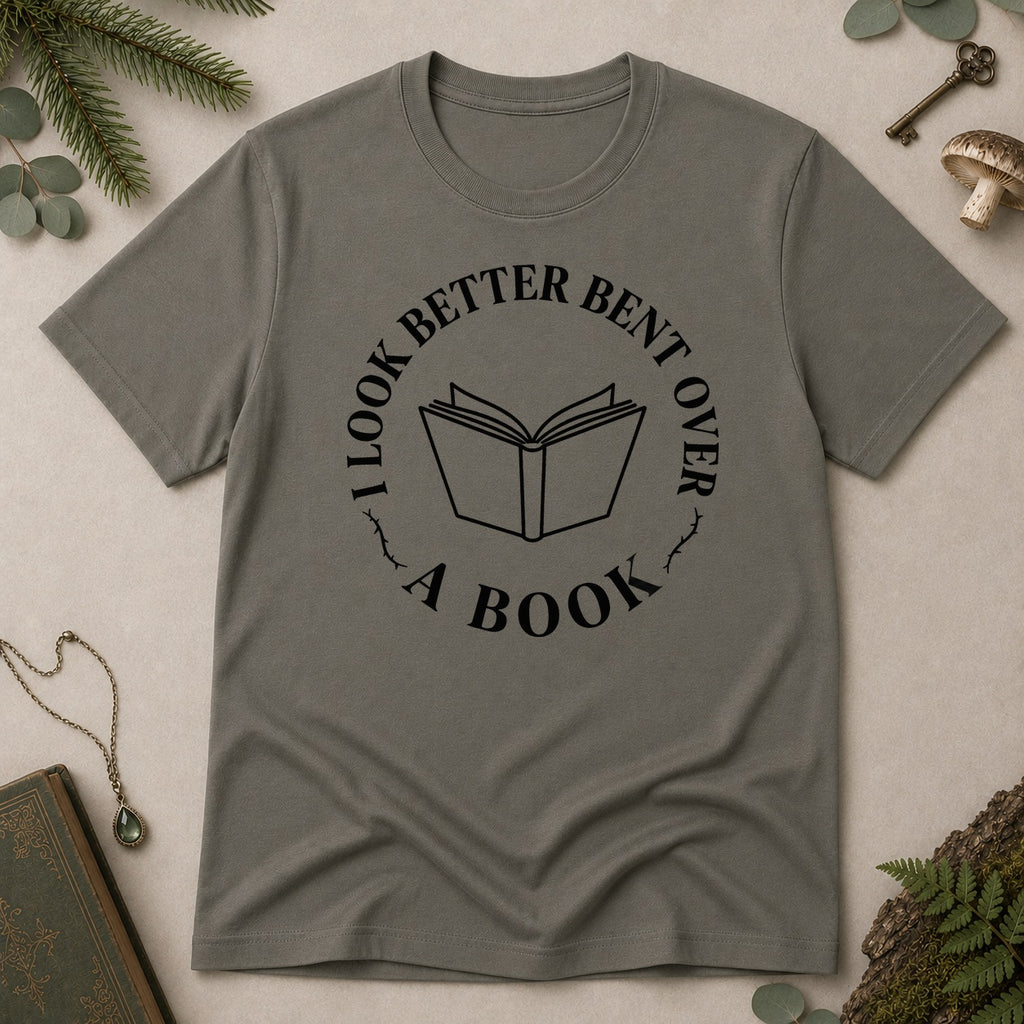 Bent Over a Book T-Shirt - Charcoal