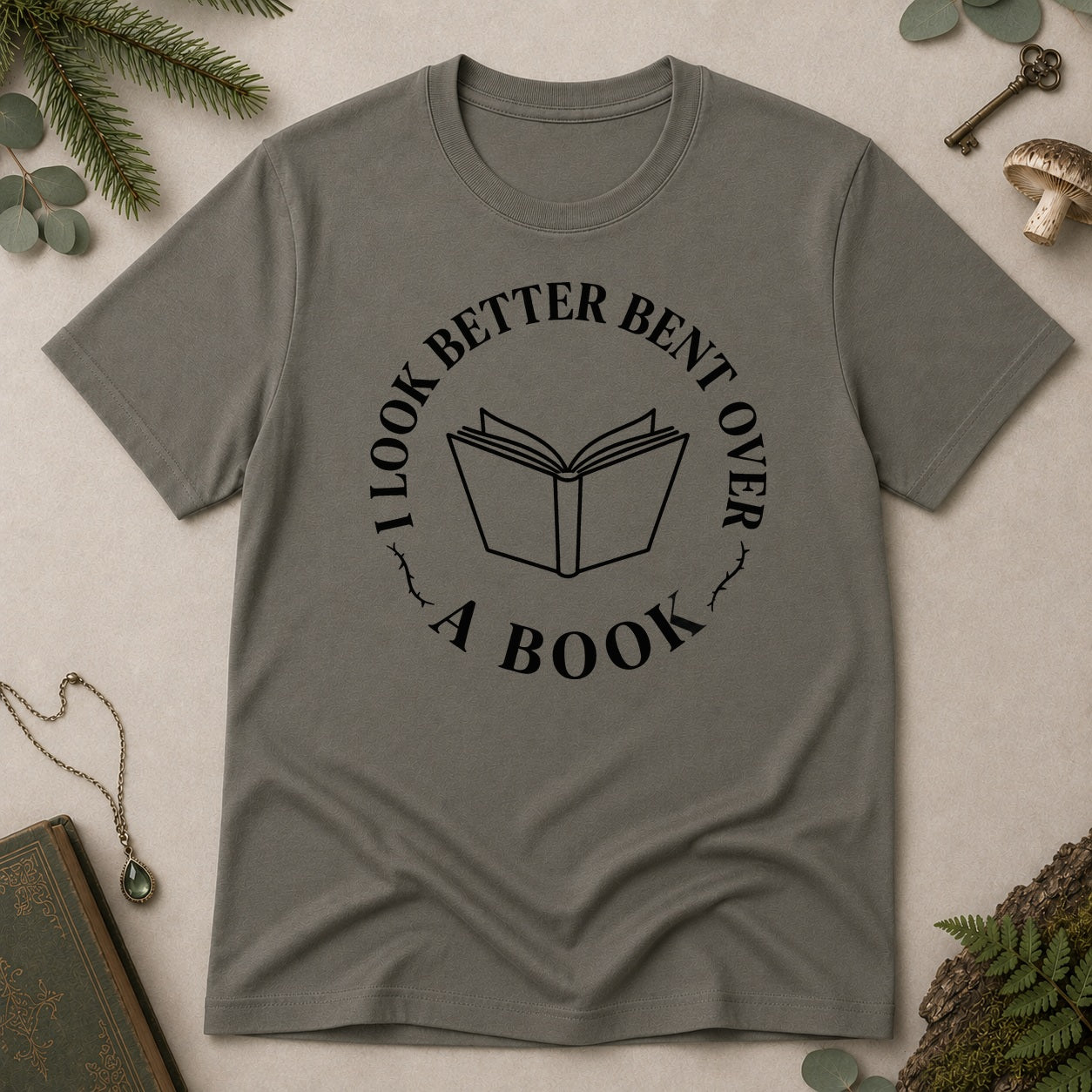 Bent Over a Book T-Shirt - Charcoal