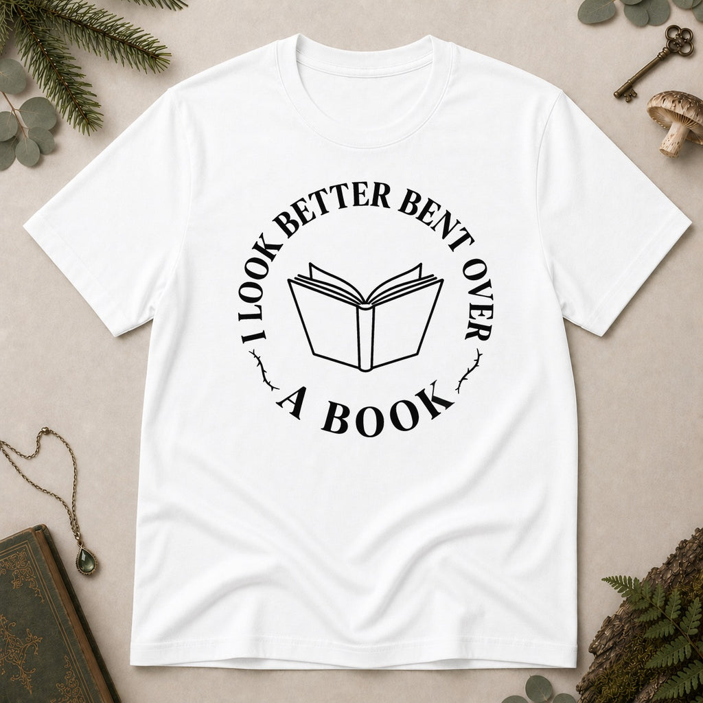 Bent Over a Book T-Shirt - White