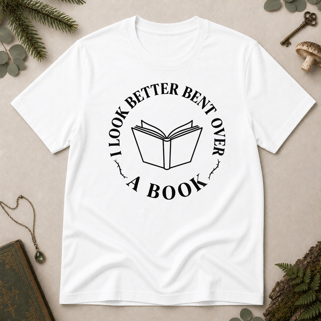Bent Over a Book T-Shirt - White