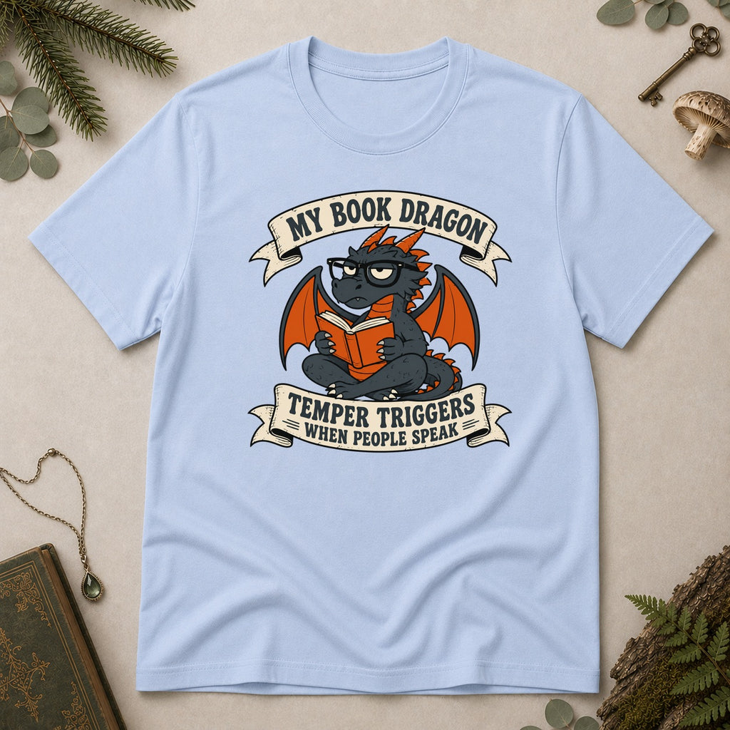 Book Dragon Temper T-Shirt - Light Blue