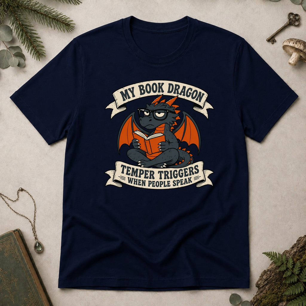 Book Dragon Temper T-Shirt - Navy