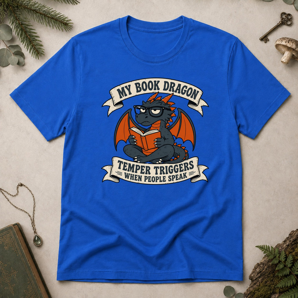 Book Dragon Temper T-Shirt - Royal