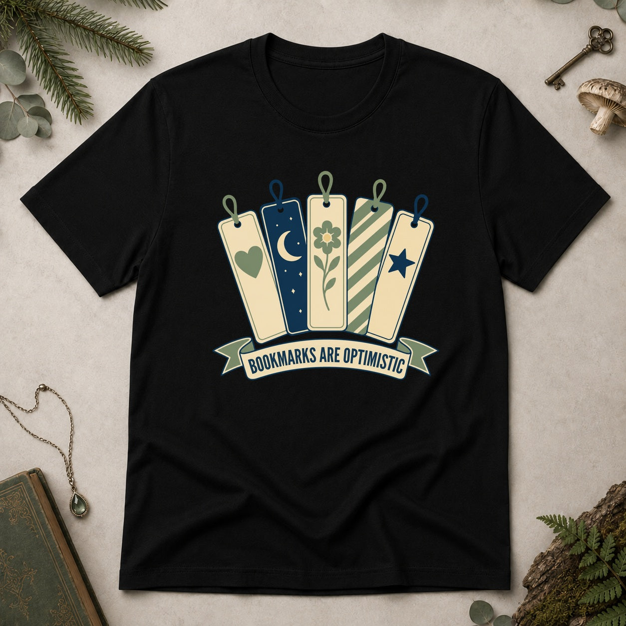 Bookmarks Are Optimistic T-Shirt - Black