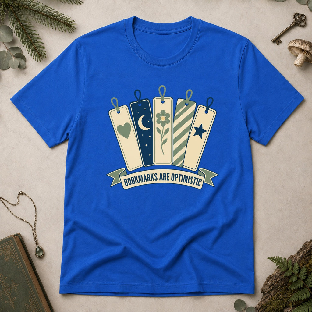 Bookmarks Are Optimistic T-Shirt - Royal