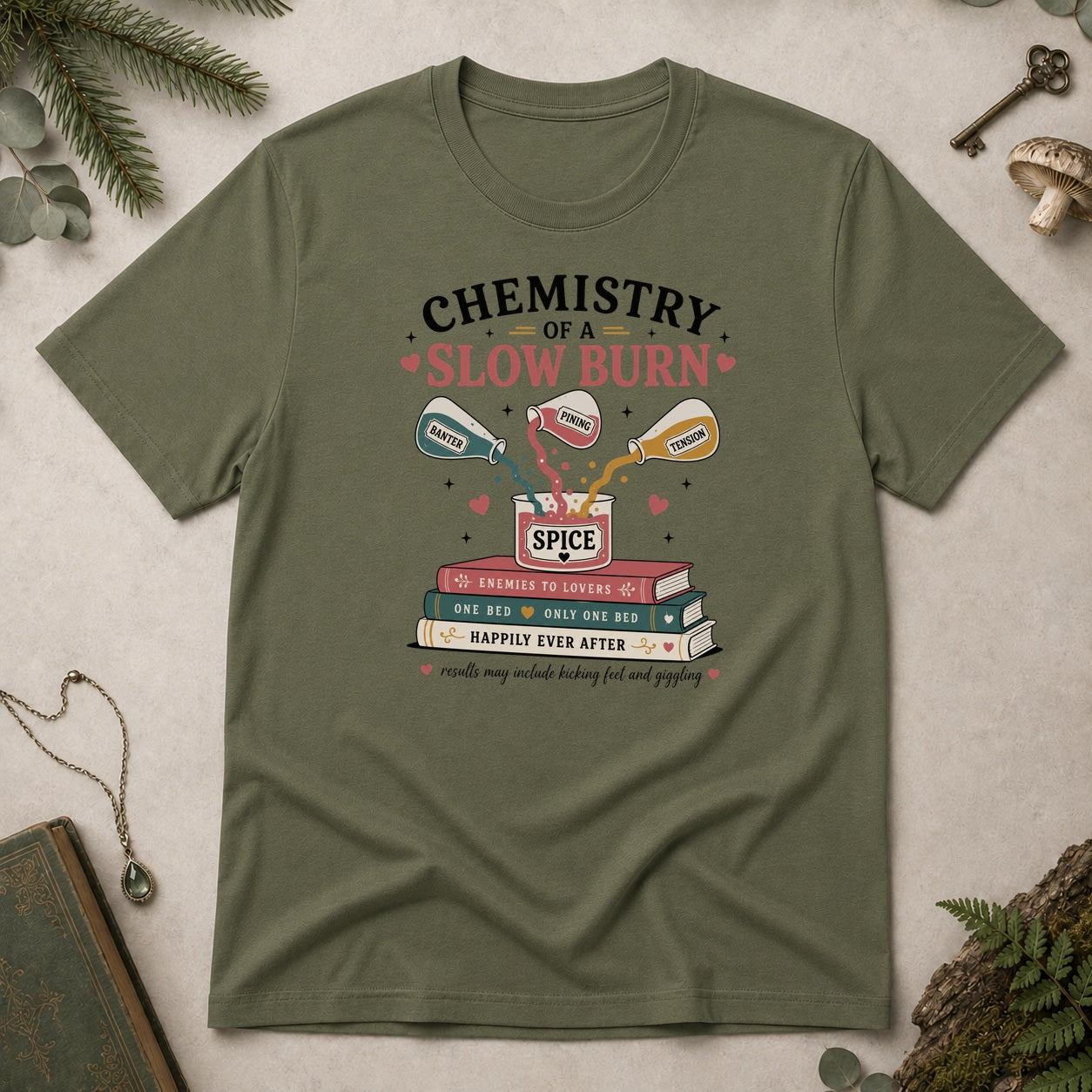 Chemistry of a Slow Burn T-Shirt - Military Green