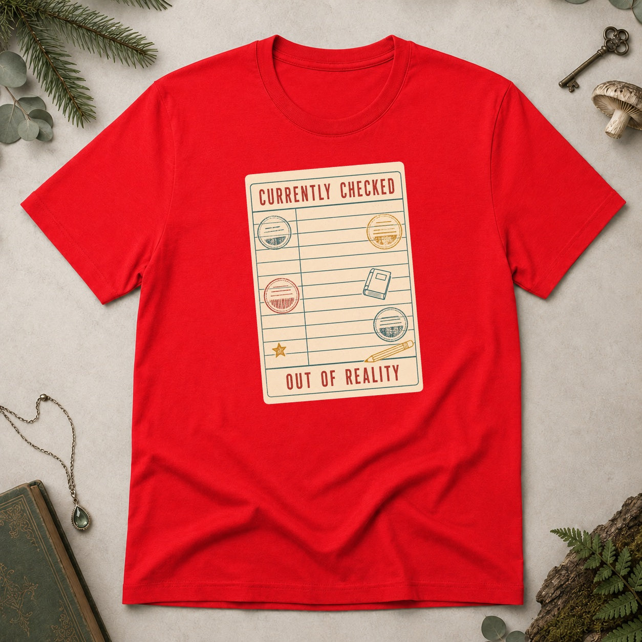Currently Checked Out of Reality T-Shirt - Red