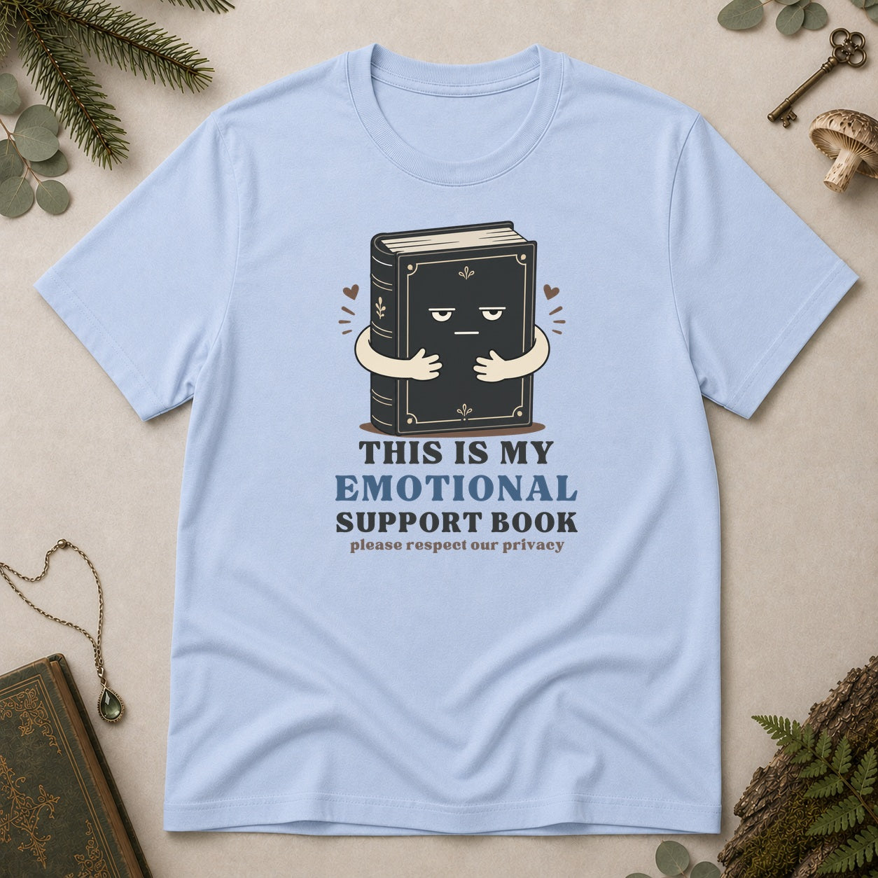 Emotional Support Book T-Shirt - Light Blue