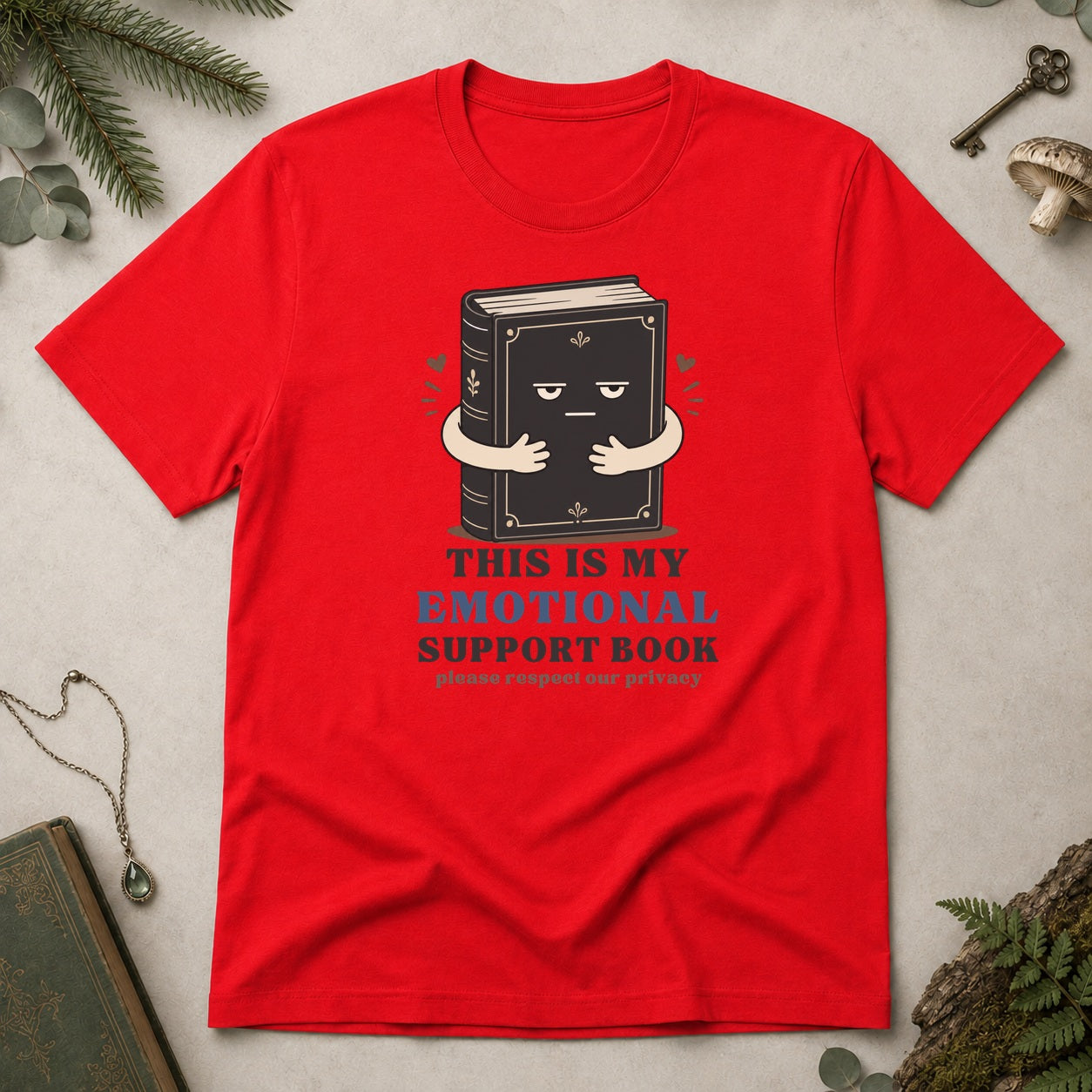 Emotional Support Book T-Shirt - Red