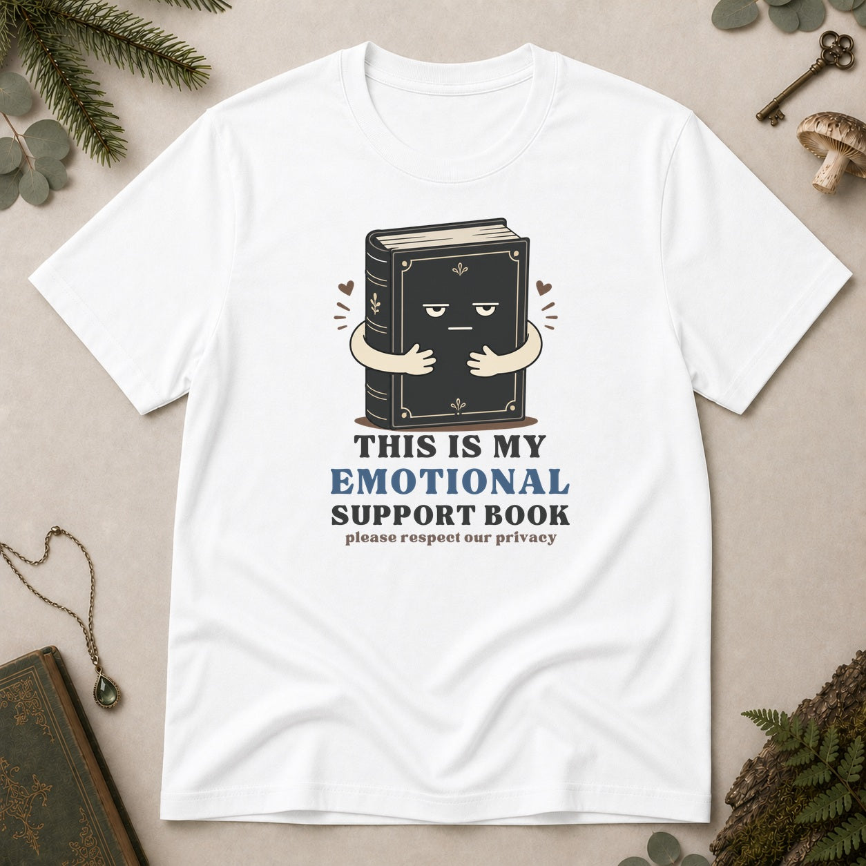 Emotional Support Book T-Shirt - White