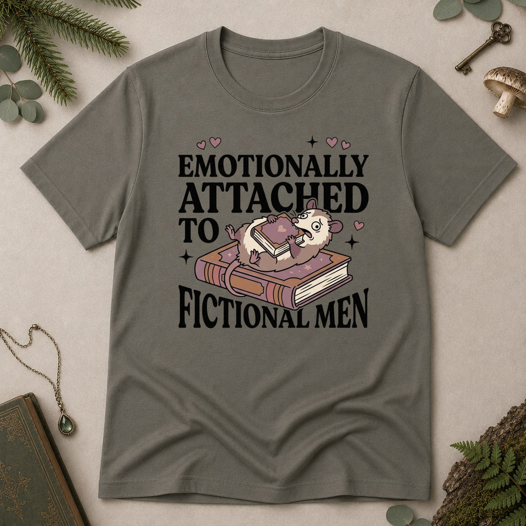 Emotionally Attached to Fictional Men T-Shirt - Charcoal