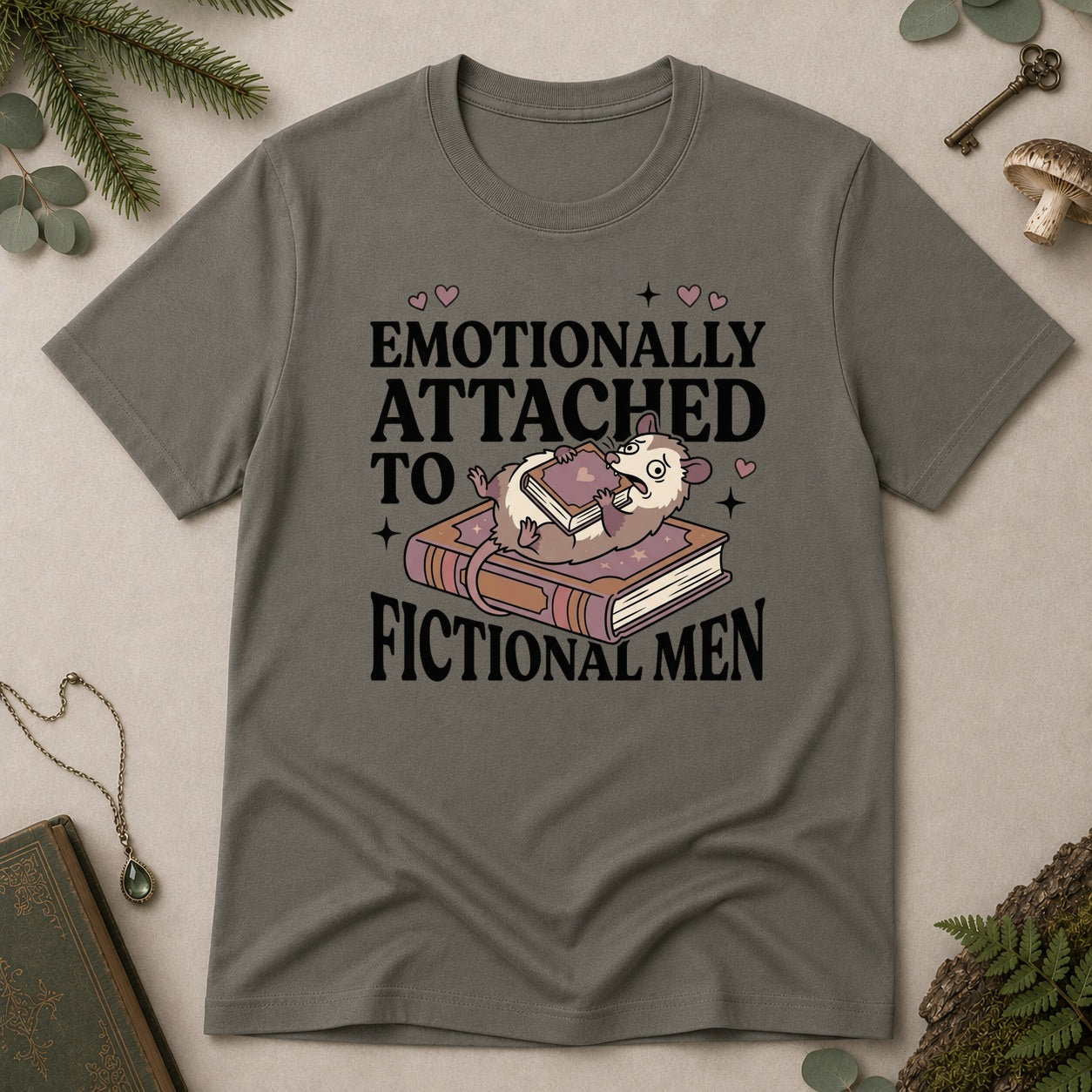Emotionally Attached to Fictional Men T-Shirt - Charcoal