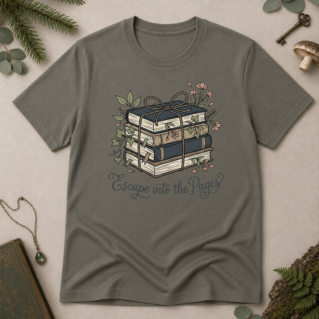 Escape Into the Pages T-Shirt - Charcoal