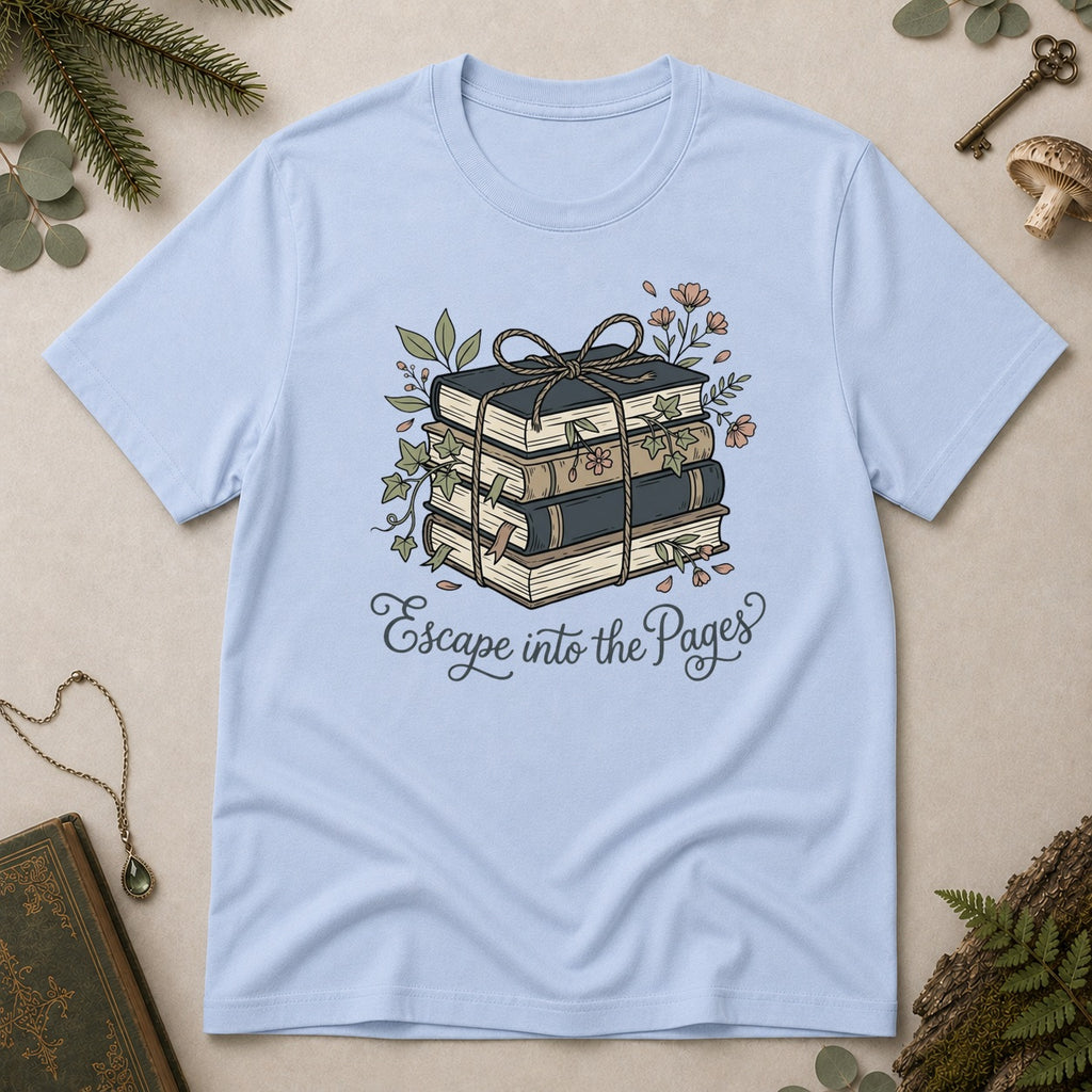 Escape Into the Pages T-Shirt - Light Blue