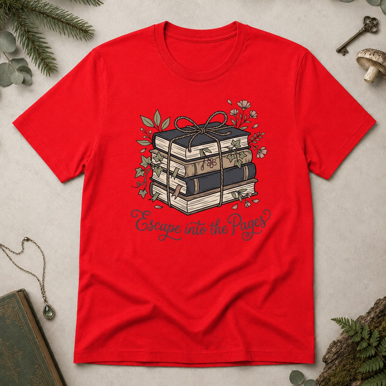 Escape Into the Pages T-Shirt - Red
