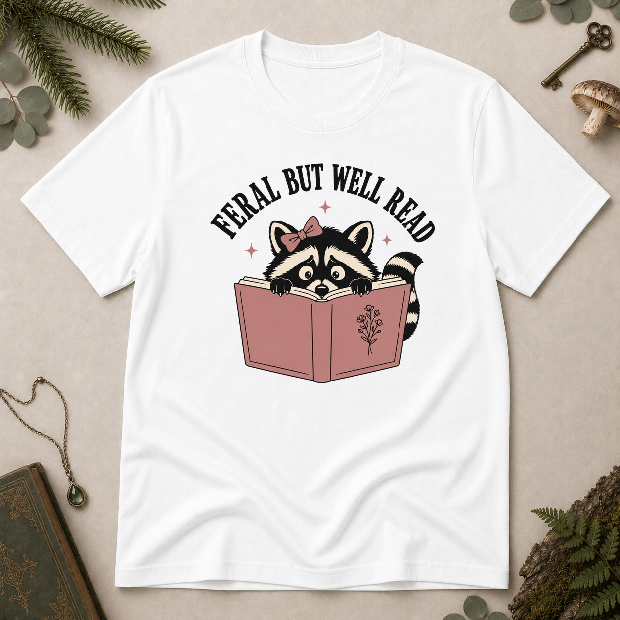 Feral But Well Read T-Shirt - White