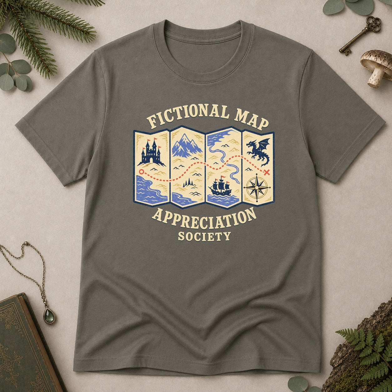 Fictional Map Appreciation Society T-Shirt - Charcoal