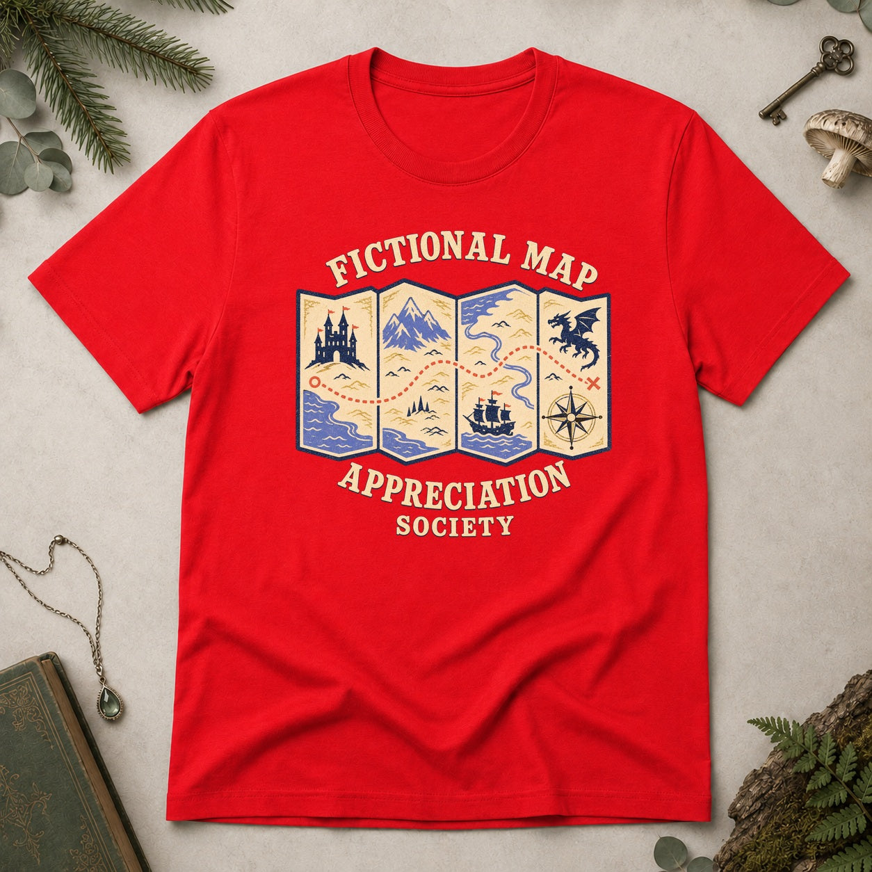 Fictional Map Appreciation Society T-Shirt - Red