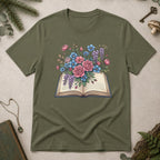 Flower Book T-Shirt - Military Green