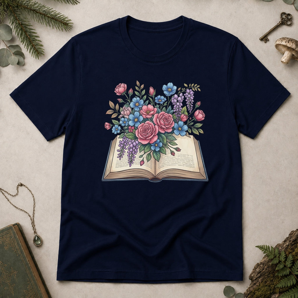 Flower Book T-Shirt - Navy