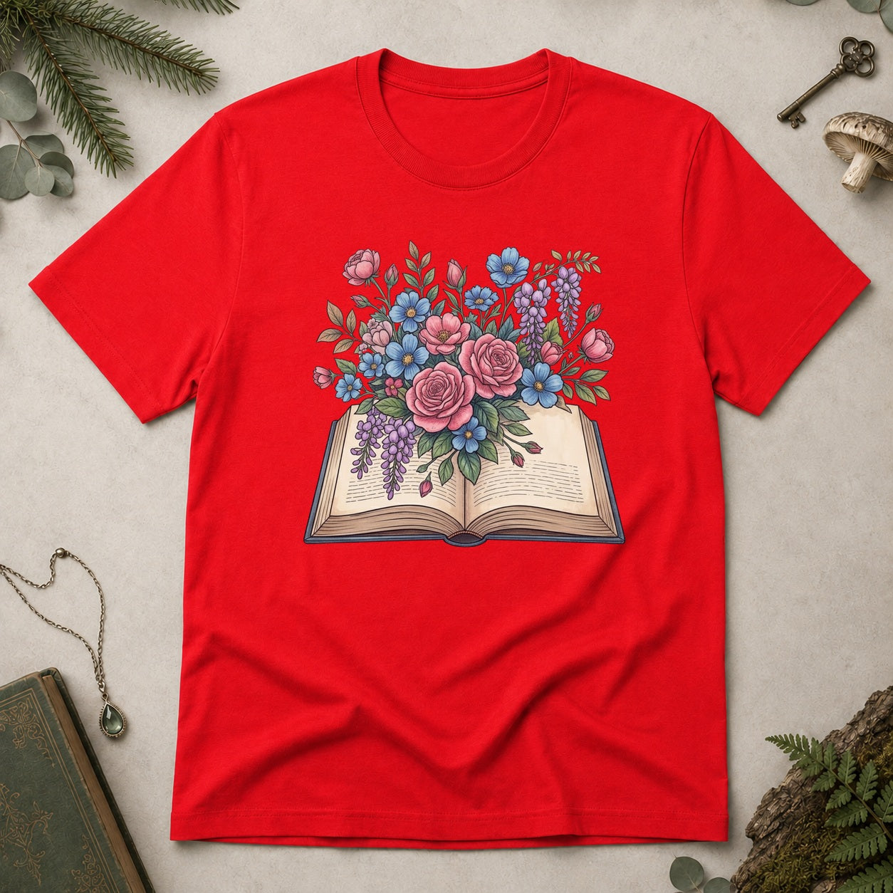 Flower Book T-Shirt - Red