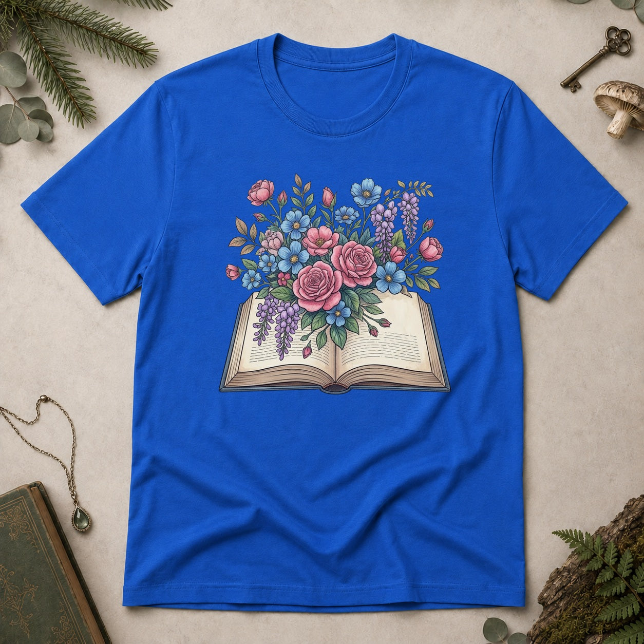 Flower Book T-Shirt - Royal