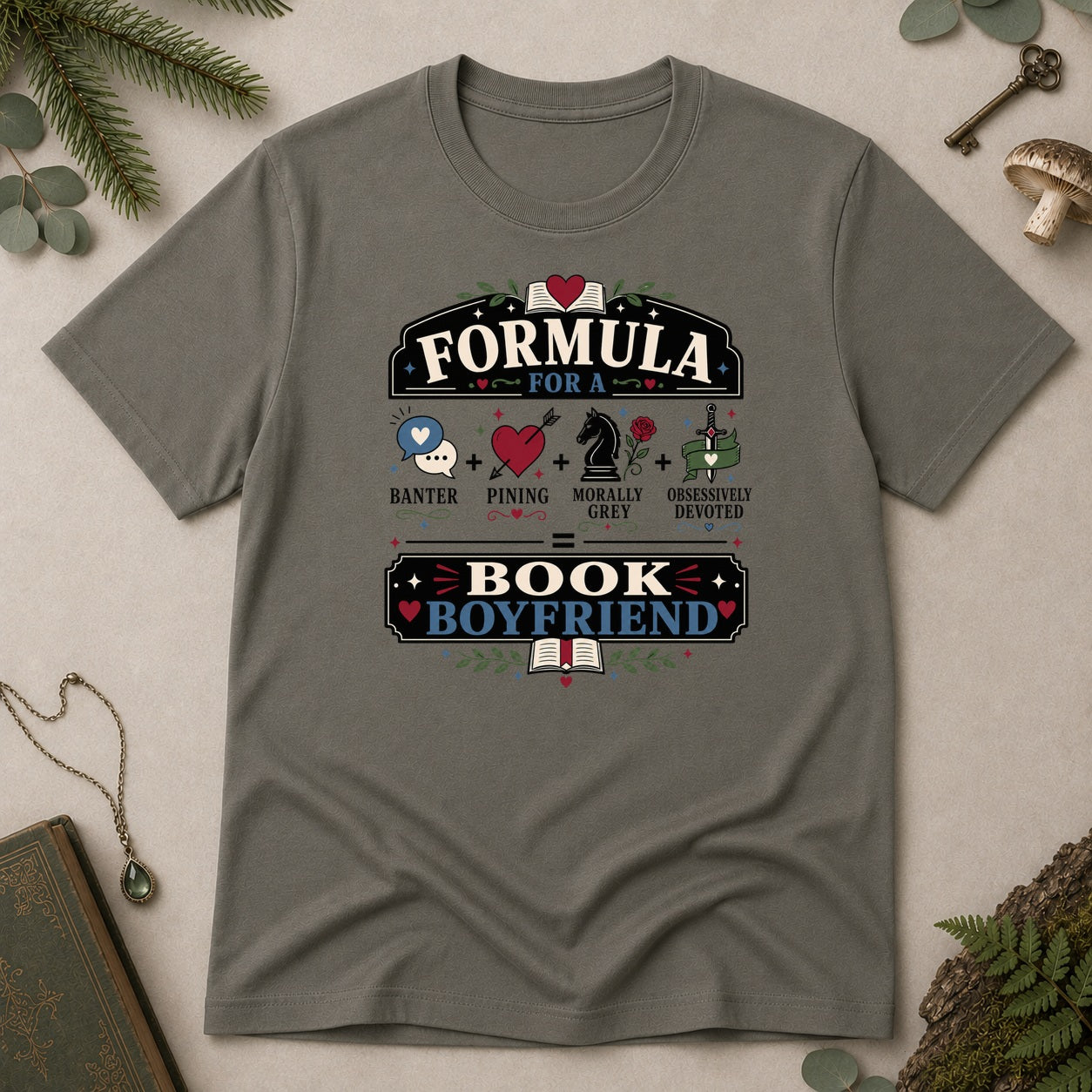 Formula for a Book Boyfriend T-Shirt - Charcoal