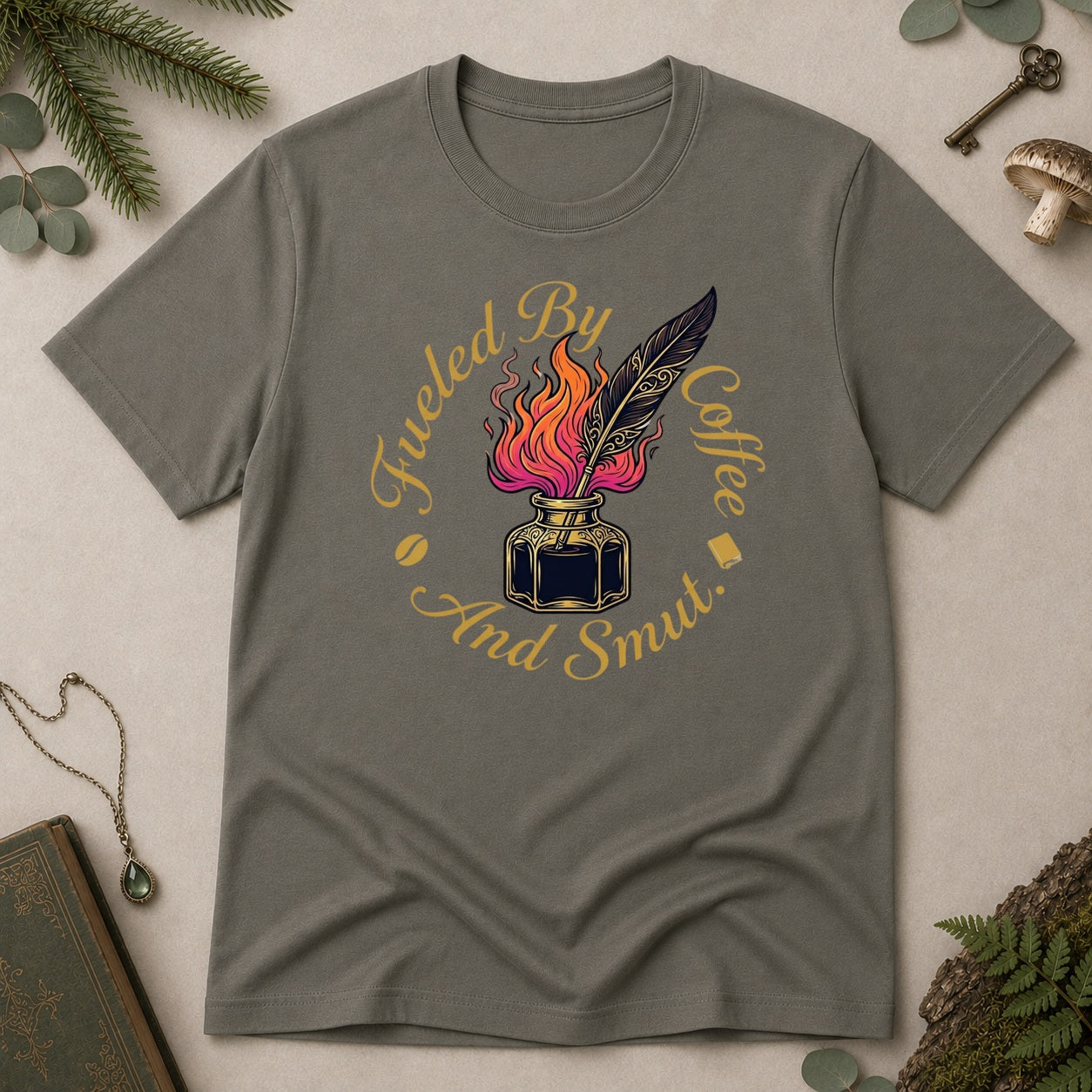 Fueled by Coffee and Smut T-Shirt - Charcoal
