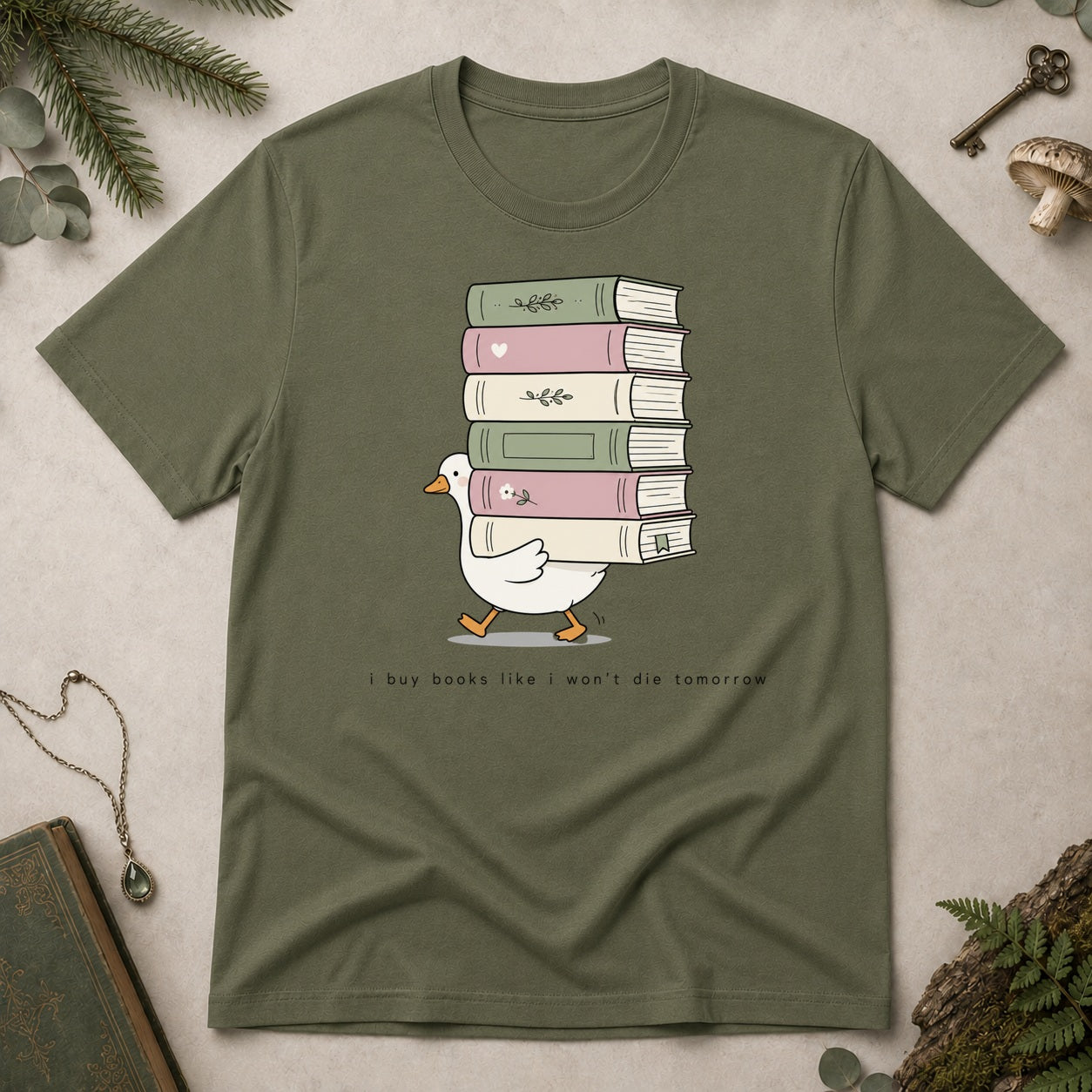 Goose Books T-Shirt - Military Green