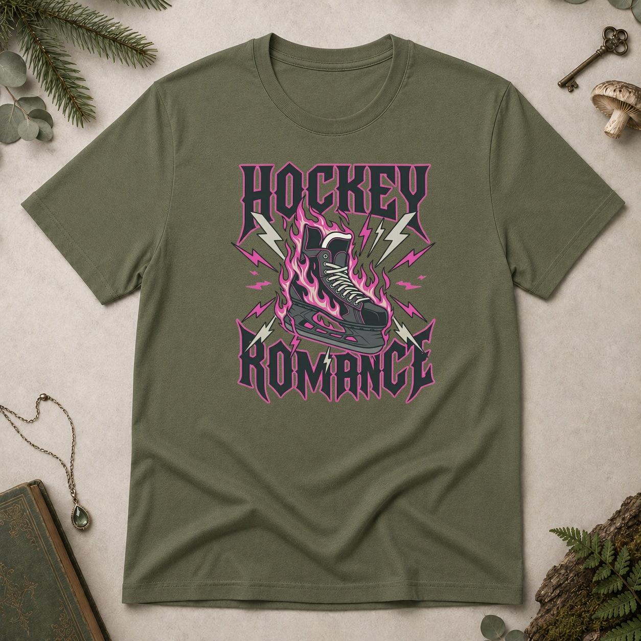Hockey Romance T-Shirt - Military Green