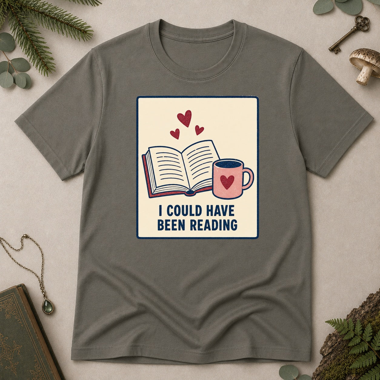 I Could Have Been Reading T-Shirt - Charcoal