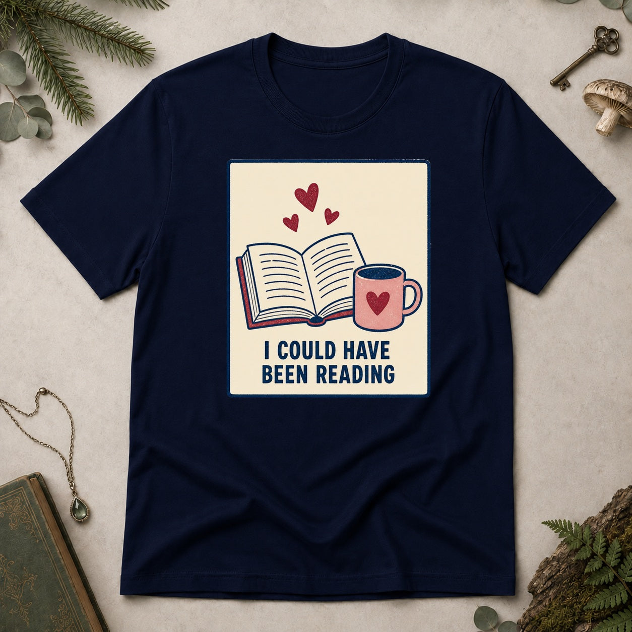 I Could Have Been Reading T-Shirt - Navy