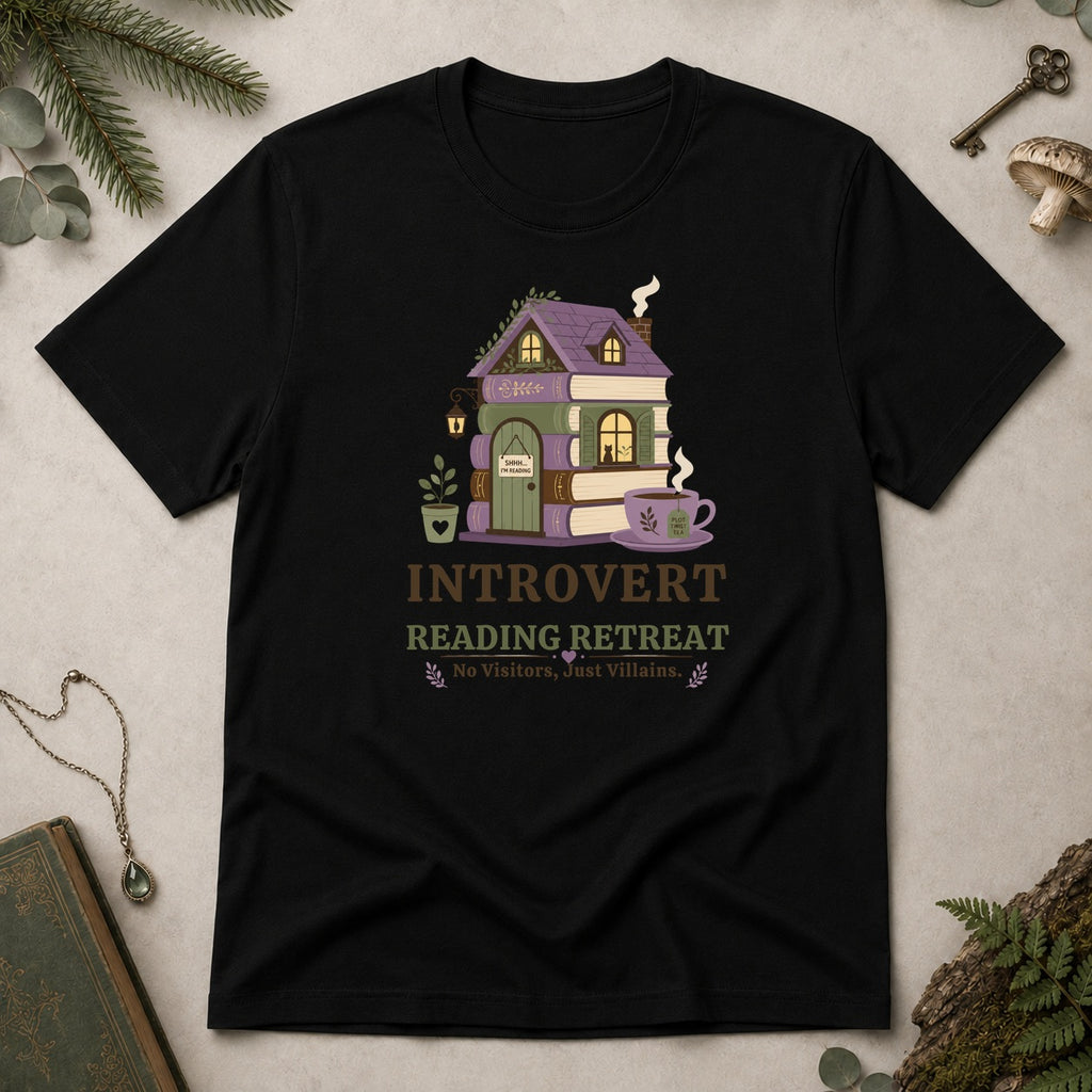Introvert Reading Retreat T-Shirt - Black