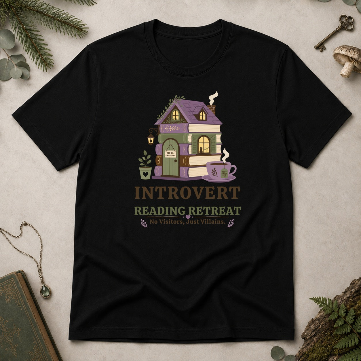 Introvert Reading Retreat T-Shirt - Black