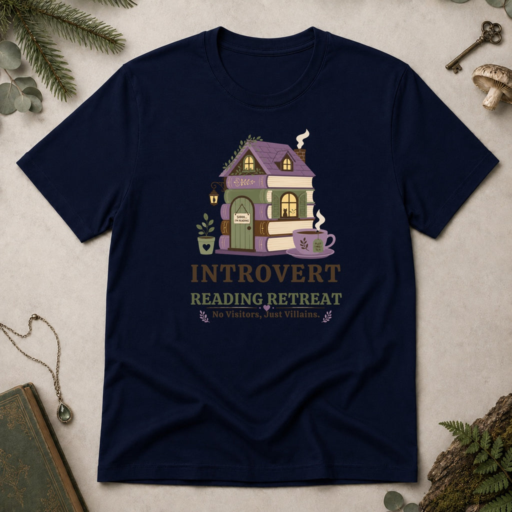 Introvert Reading Retreat T-Shirt - Navy