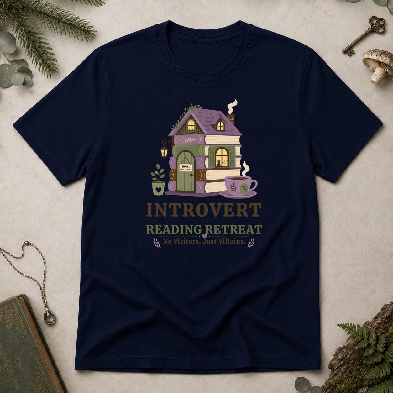 Introvert Reading Retreat T-Shirt - Navy