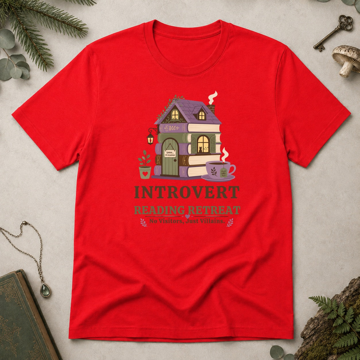 Introvert Reading Retreat T-Shirt - Red