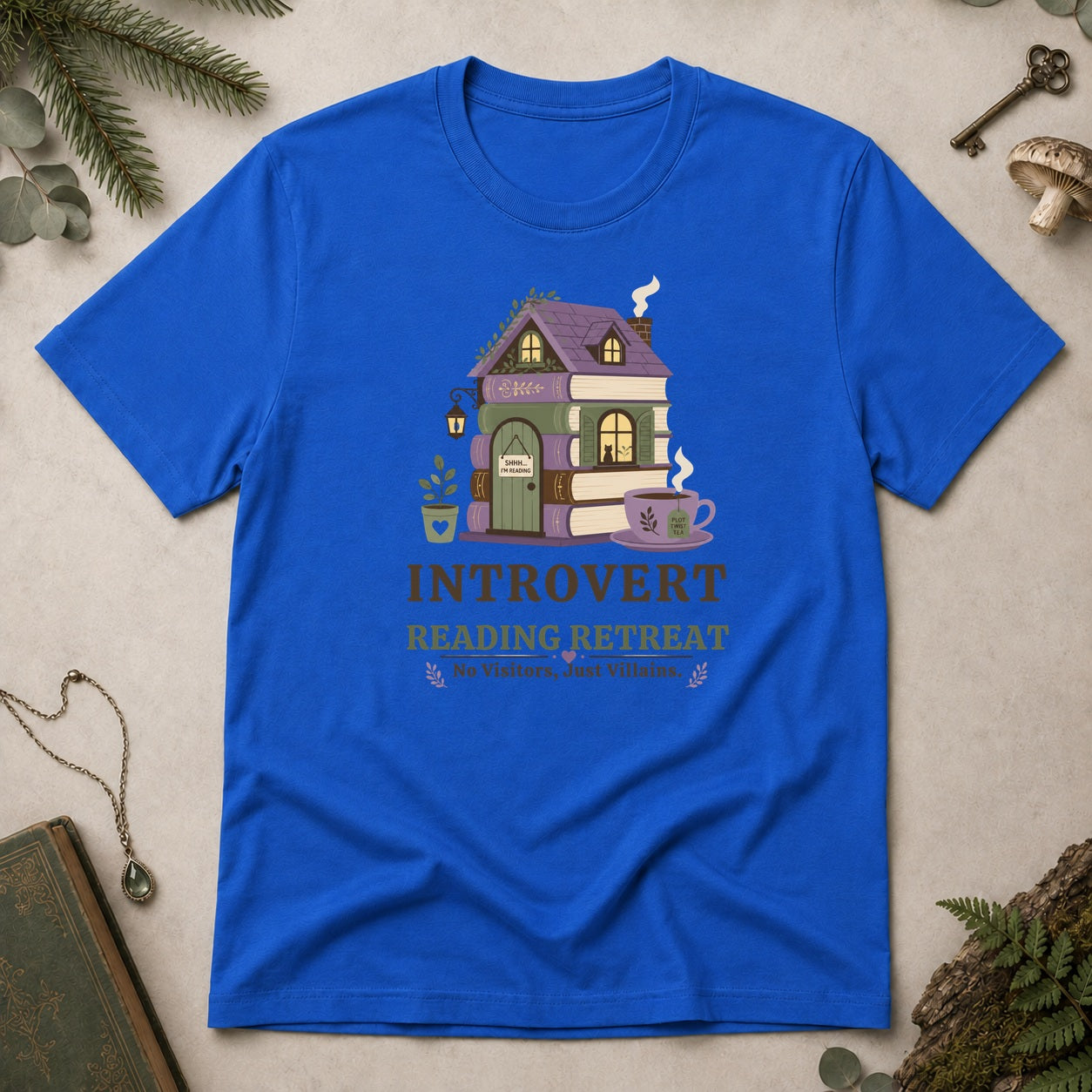 Introvert Reading Retreat T-Shirt - Royal