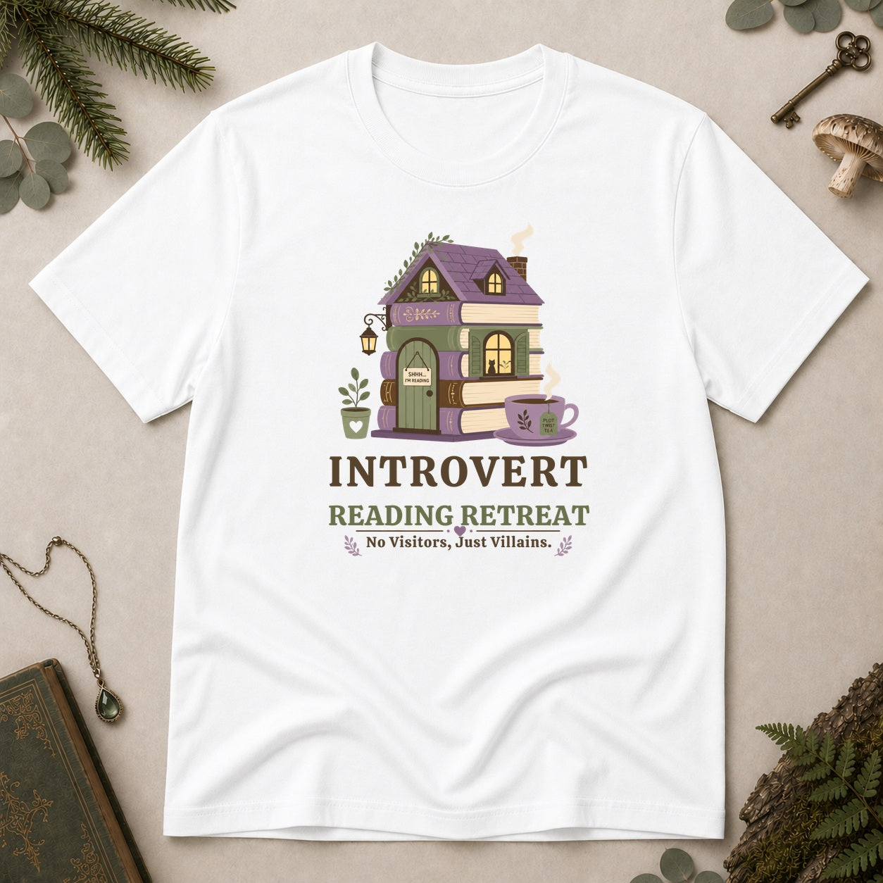 Introvert Reading Retreat T-Shirt - White