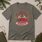 Kissin Cowboys and Chasin Sunsets T-Shirt - Charcoal