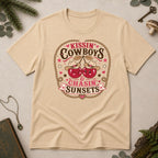 Kissin Cowboys and Chasin Sunsets T-Shirt - Sand